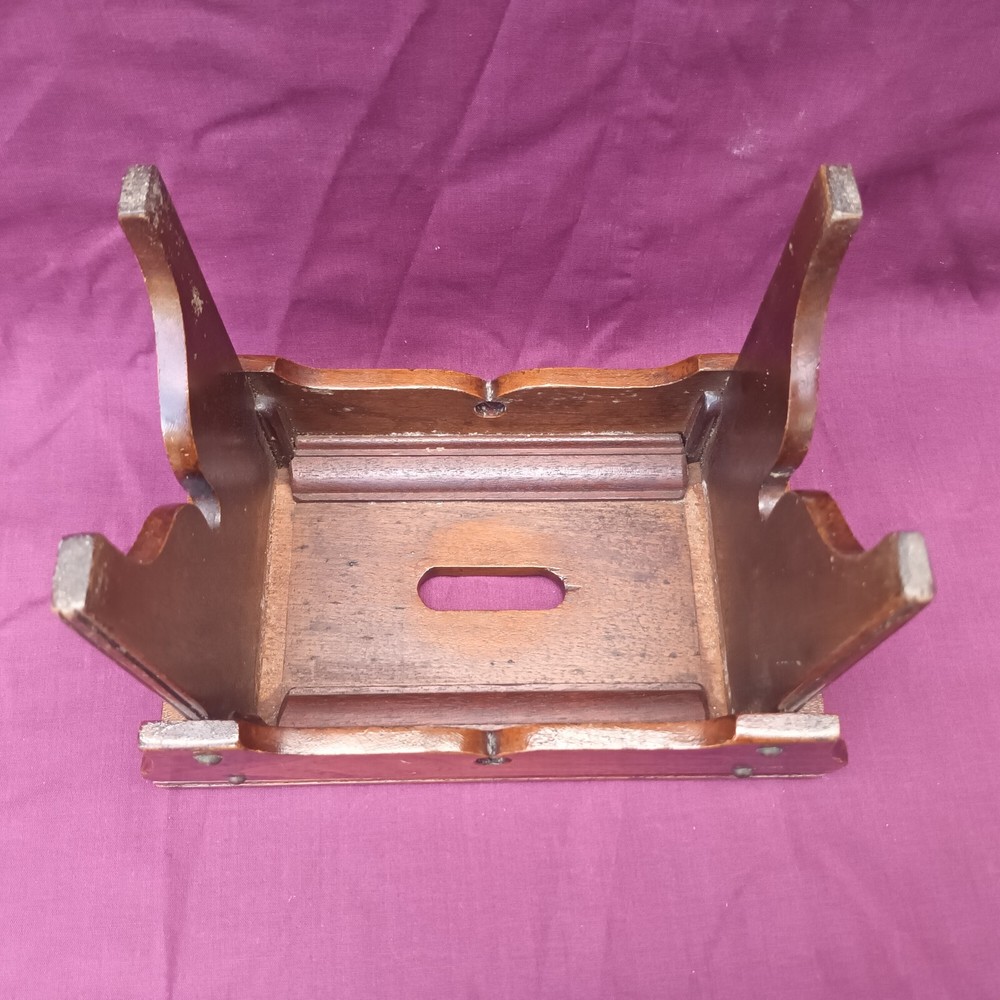 Small Antique Treen Studded Cracket style Stool marked 'E W'
