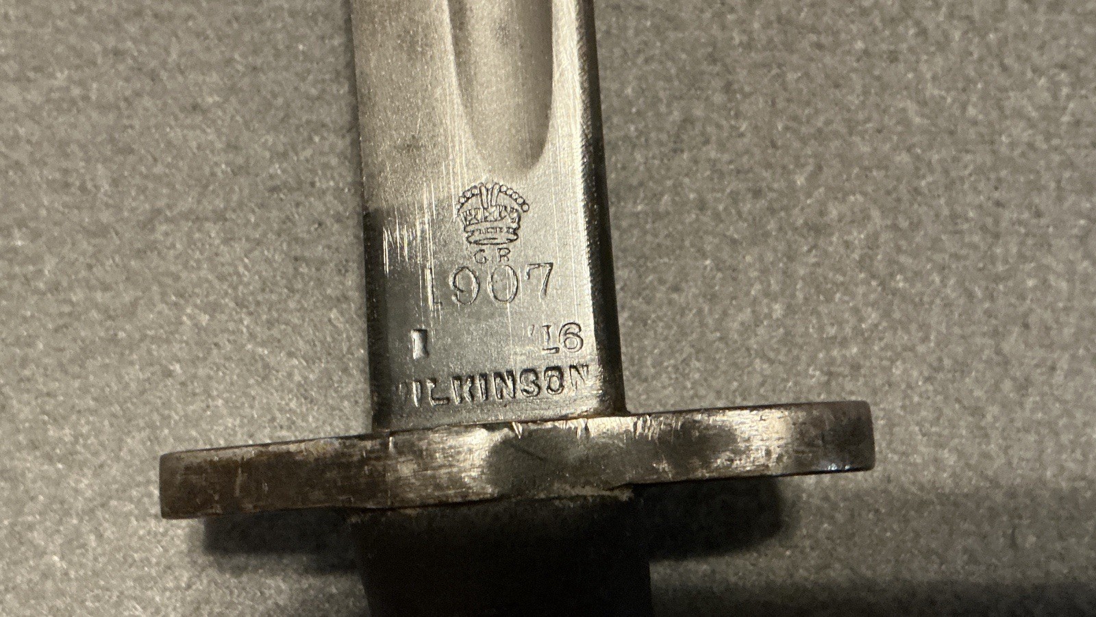 WWI British Lee-Enfield P1907 Rifle Bayonet with Scabbard Wilkinson 1916 Marked