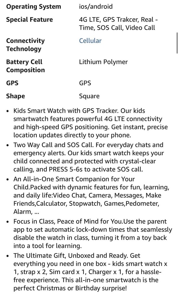 Kids Smart Watch Blue