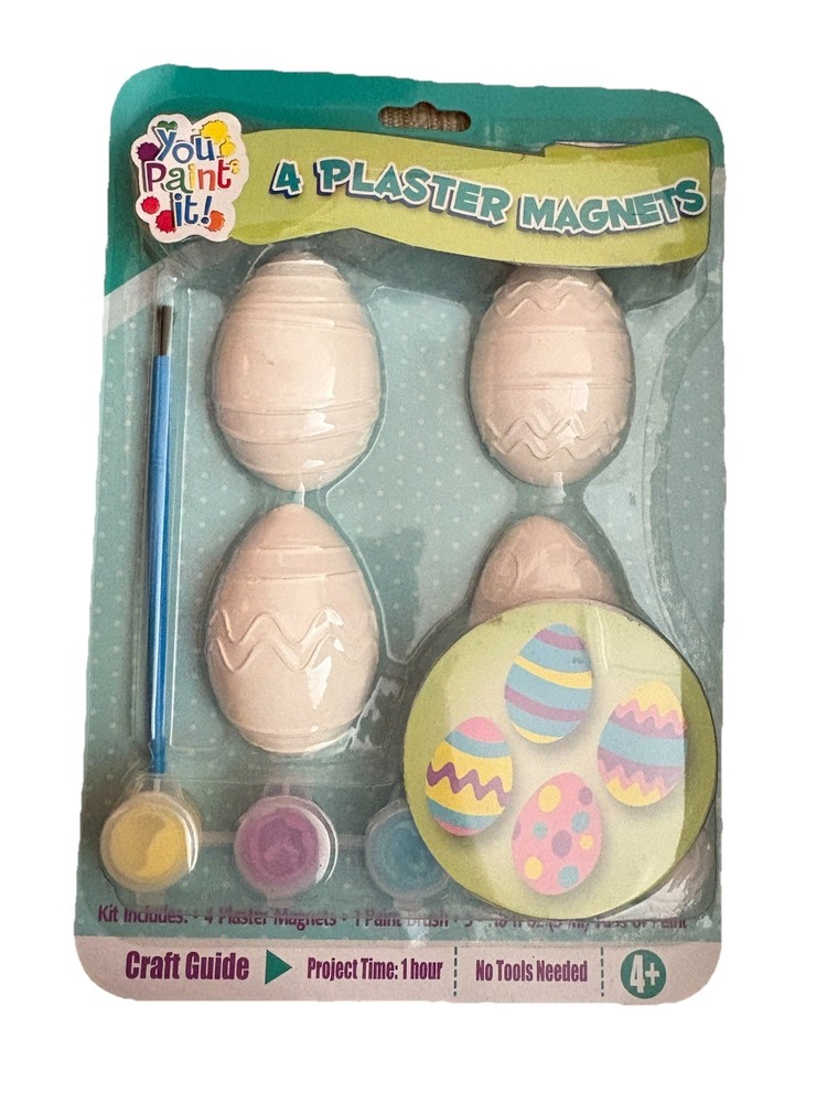 NEW Vtg Paintable Plaster Easter Magnets Kit Eggs