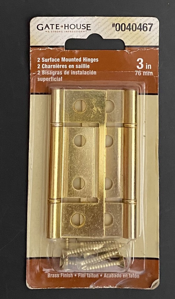 Gatehouse 3" 76mm Door Hinge, Polished Brass NIP