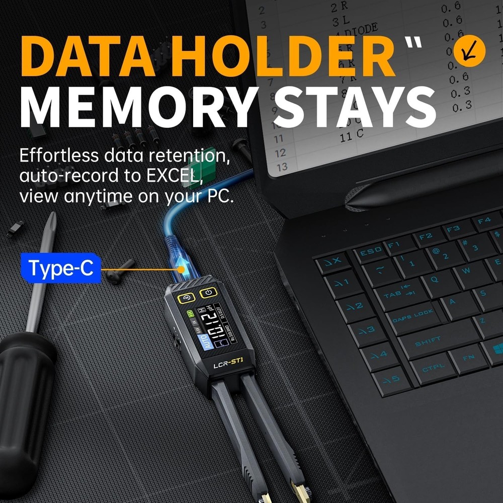 Smart ESR Meter Tweezer Tool with Auto Component Recognition