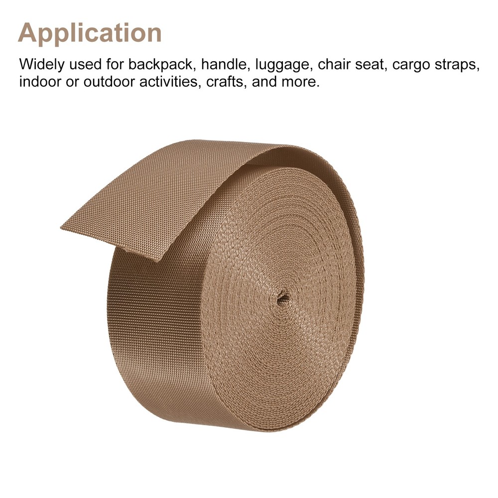 Flat Nylon Webbing Strap 1.5 Inch 10 Yards Light Brown for Backpack