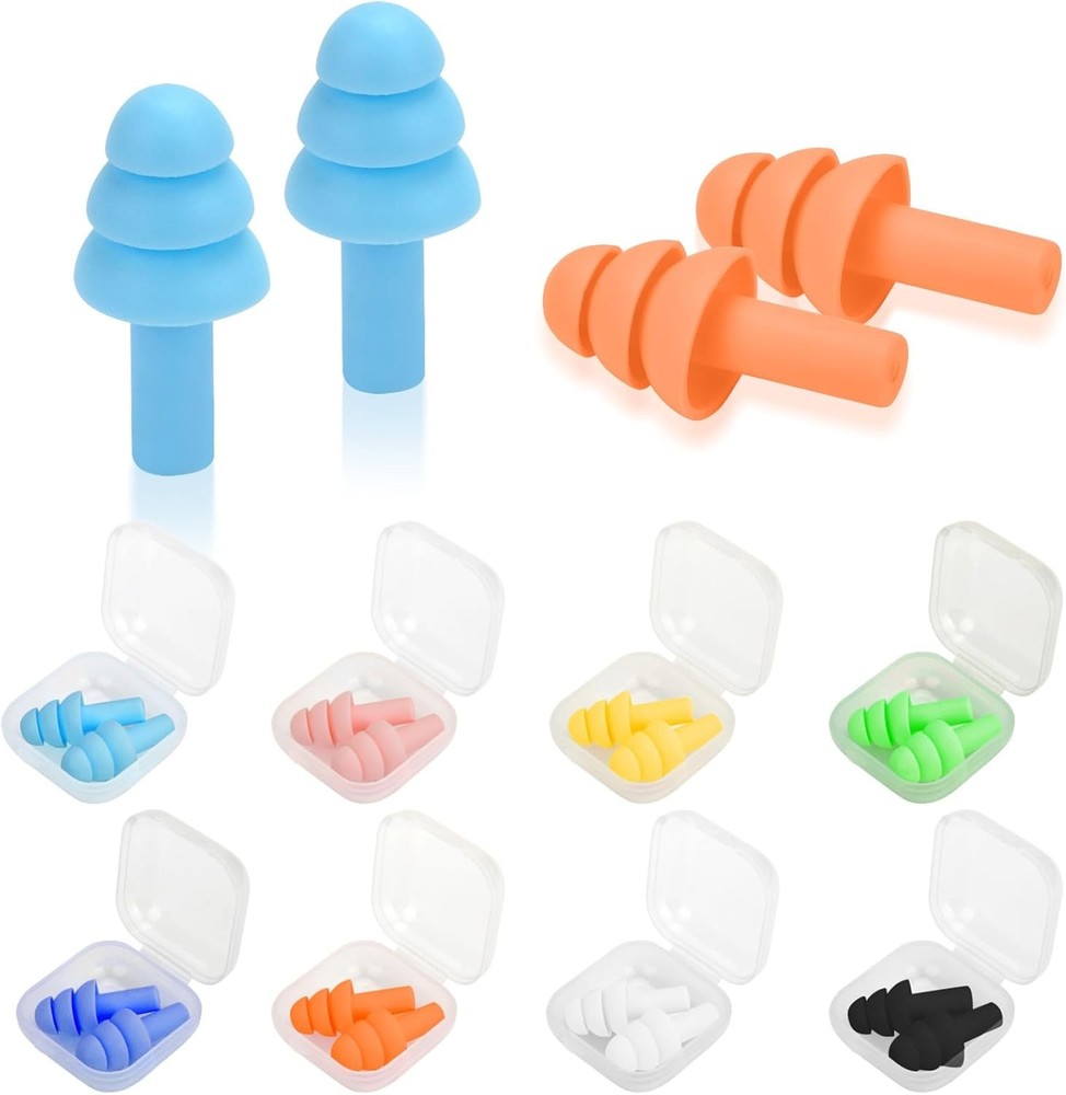 8pcs Reusable Silicone Ear Plugs Noise Cancelling Protector Study Sleep Swim