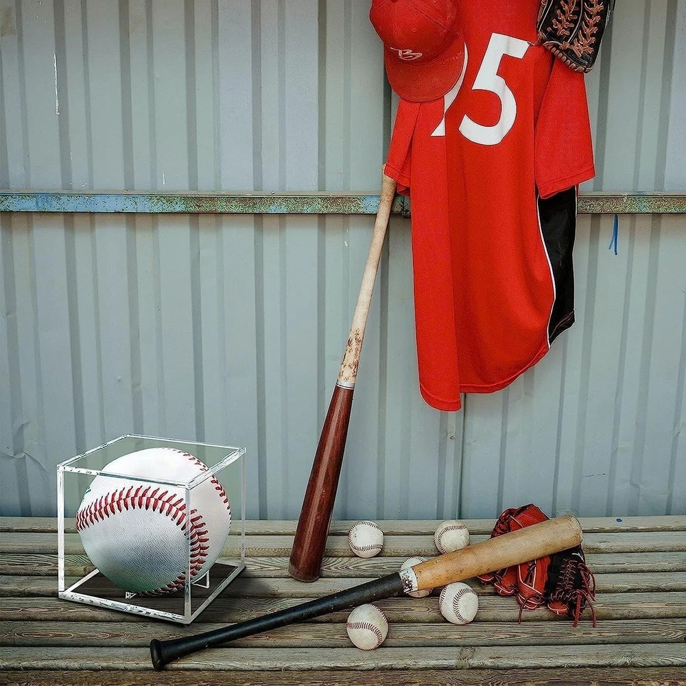 Baseball Display Case Uv Protected Acrylic Clear Baseball Holder Square Cube