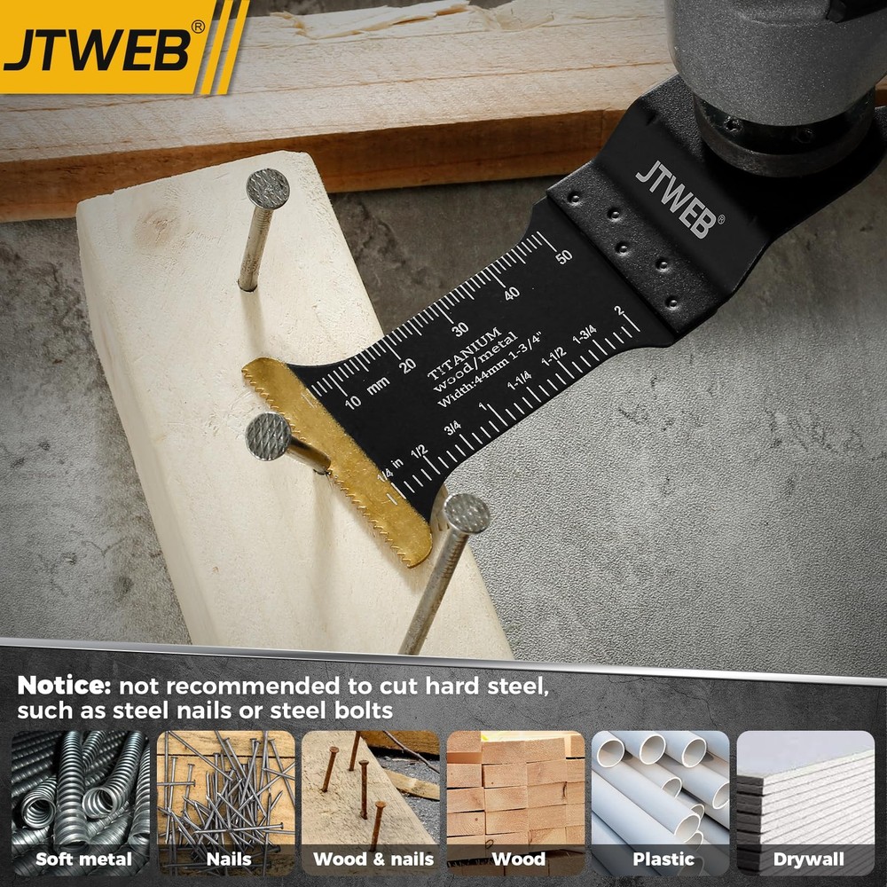 JTWEB 30PCS Titanium Oscillating Saw Blades Metal Cutting, Multitool