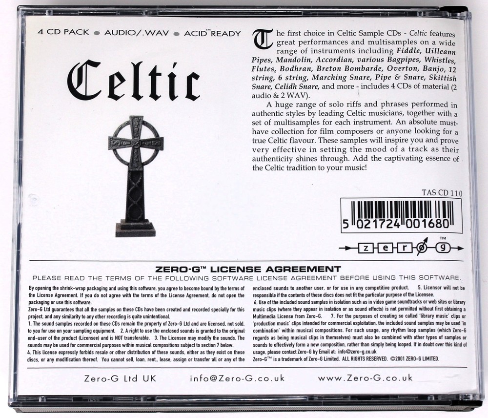 Zero-G Celtic Sample Library/Sound Library/Sampling 4 CD 2001