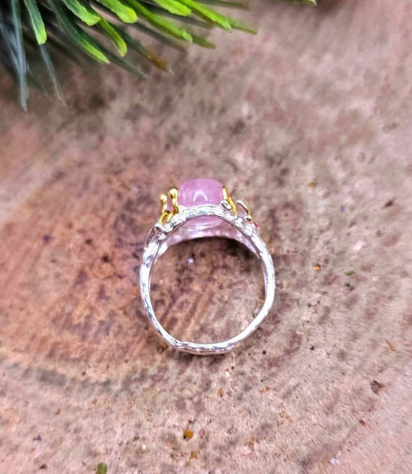 Nature Pink Morganite Stone Adjustable Ring