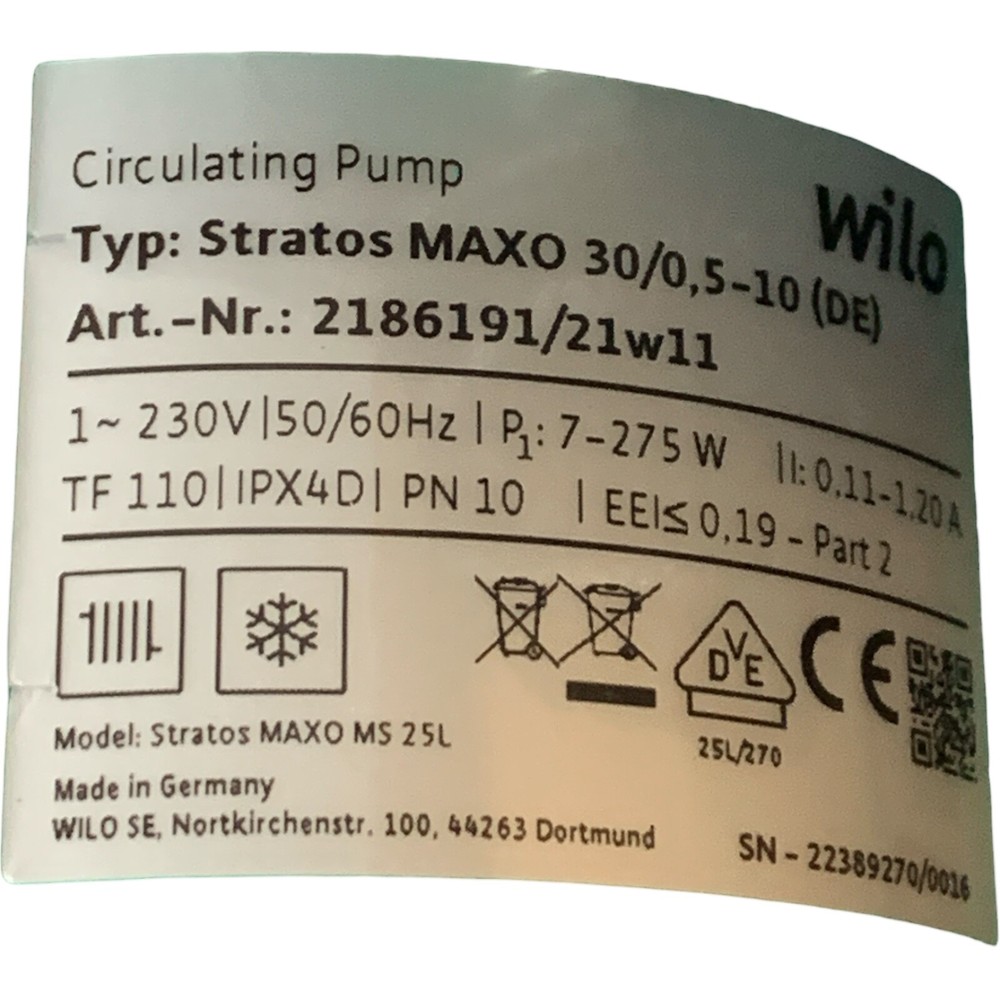 WILO Stratos MAXO 30/0.5-10 (DE) Circulation Pump