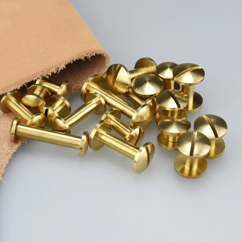 20pcs Solid Brass Binding Chicago Screws Nail Stud Rivets Leather Craft Handwork