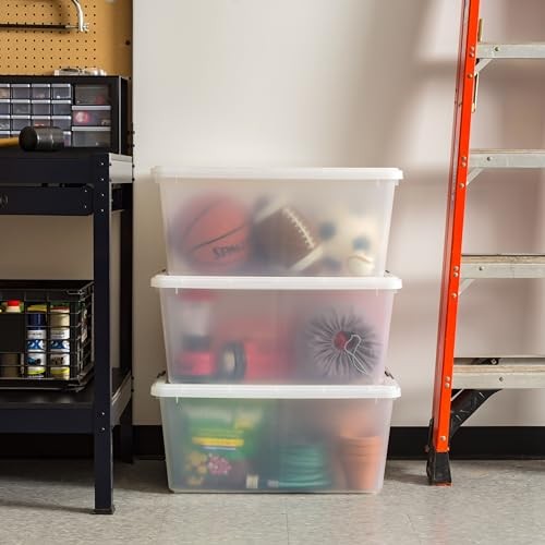 68 Qt Stackable Plastic Storage Bins with Lids, 5 Pack - 68 Qt. - 5 Pack Clear