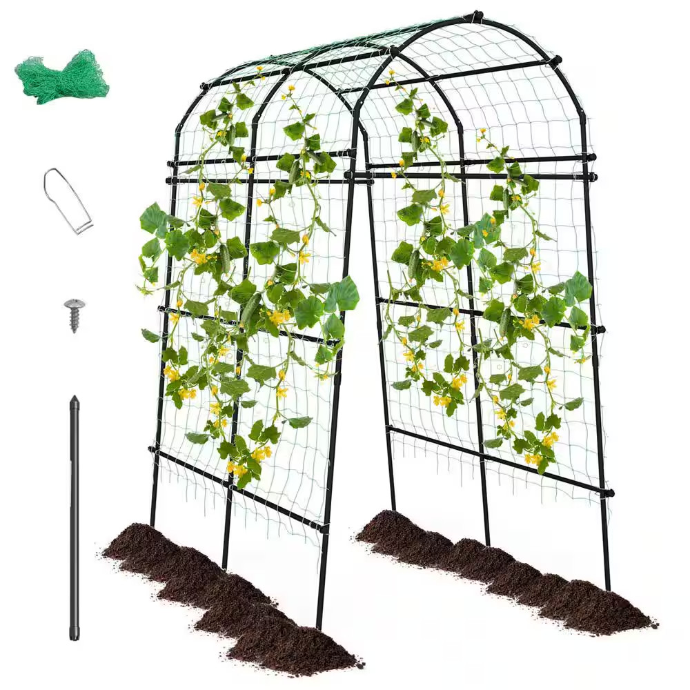 7.5 Ft. Metal Garden Arch Trellis Outdoor Plant Support Archway for Climbing Vin