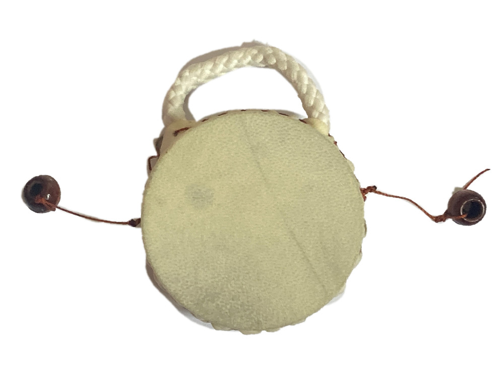 Small, Plain Hand Held Monkey Drum Instrument made from Goat Hide