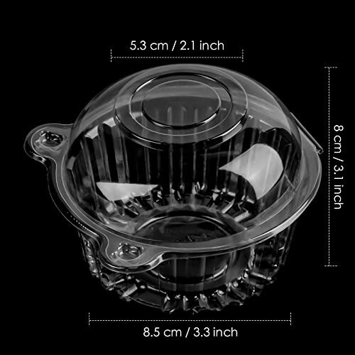 100pcs Individual Cupcake Container Cupcake Holder Plastic Disposable Clear Dome