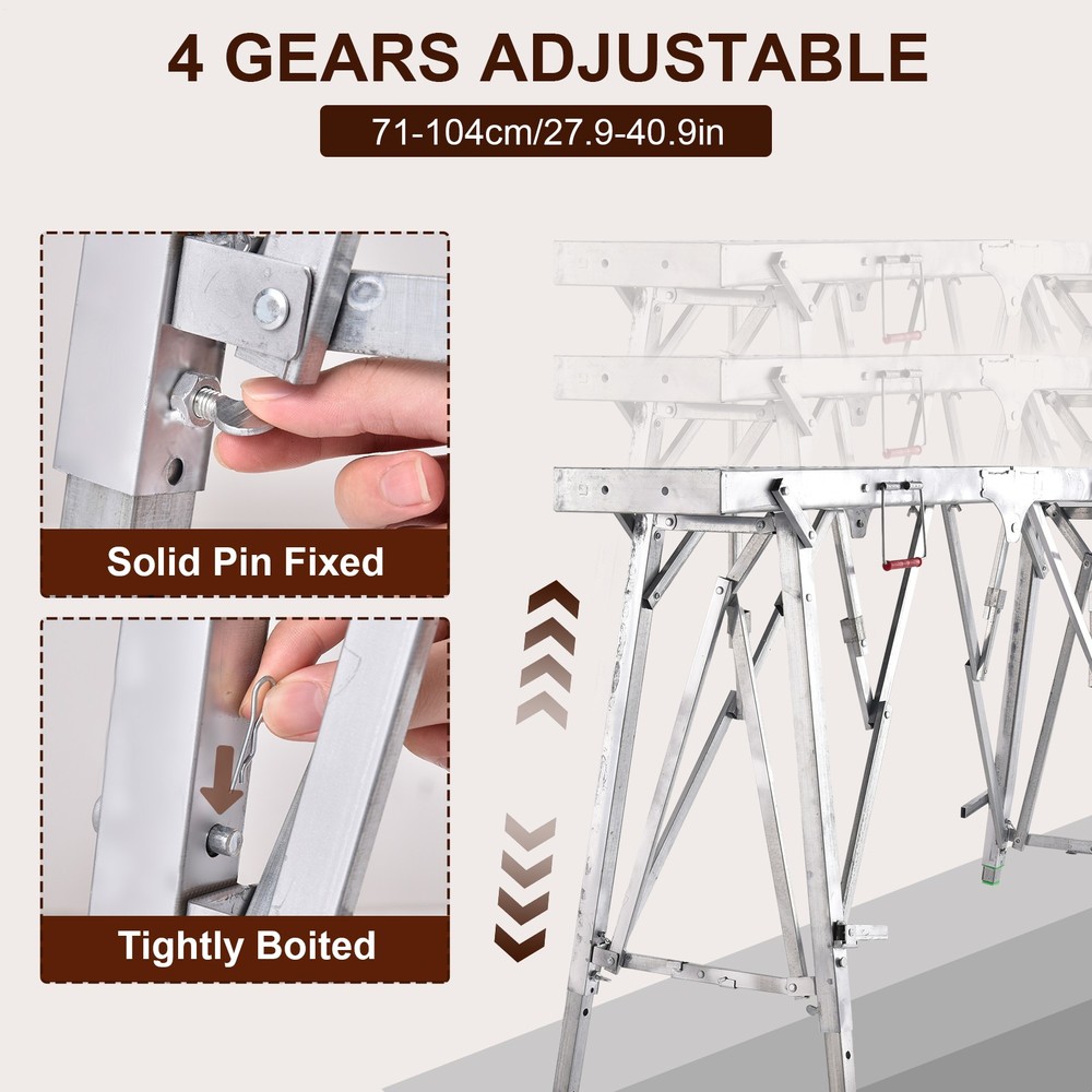 Work Platform Adjustable Height Portable Scaffolding Platform 330 Lb Load US