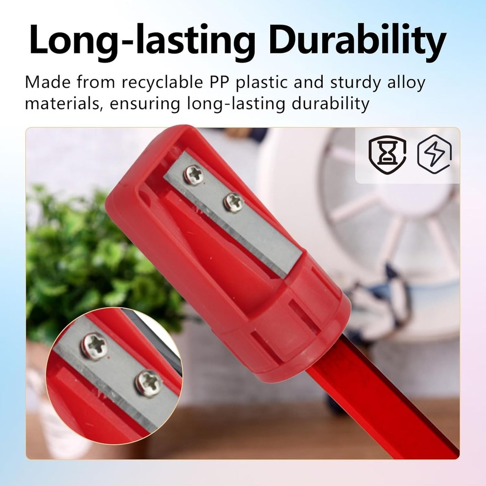 BRBASAP 3Ps Contractor Pencil Sharpener Carpenter Manual Portable Red