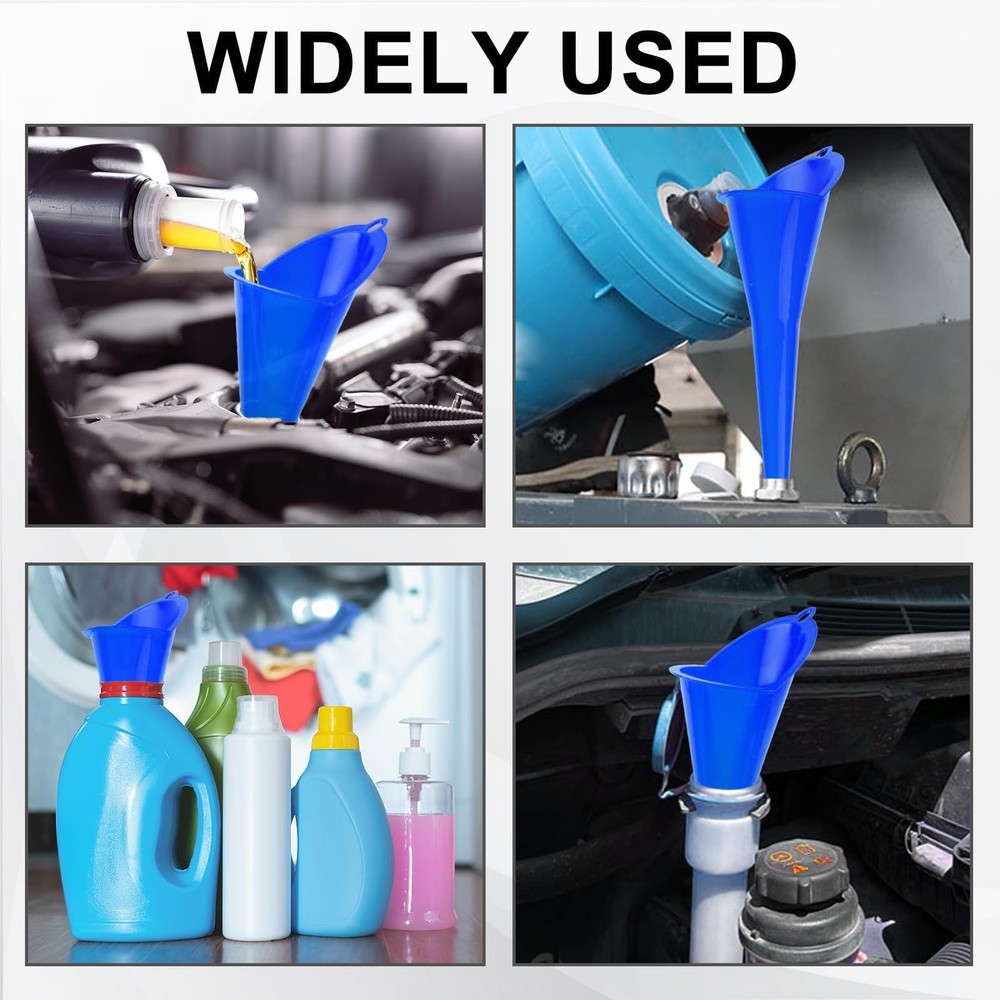 Long-Neck Oil Funnel for Automotive – Multi-Function Plastic Blue (1-Pack)
