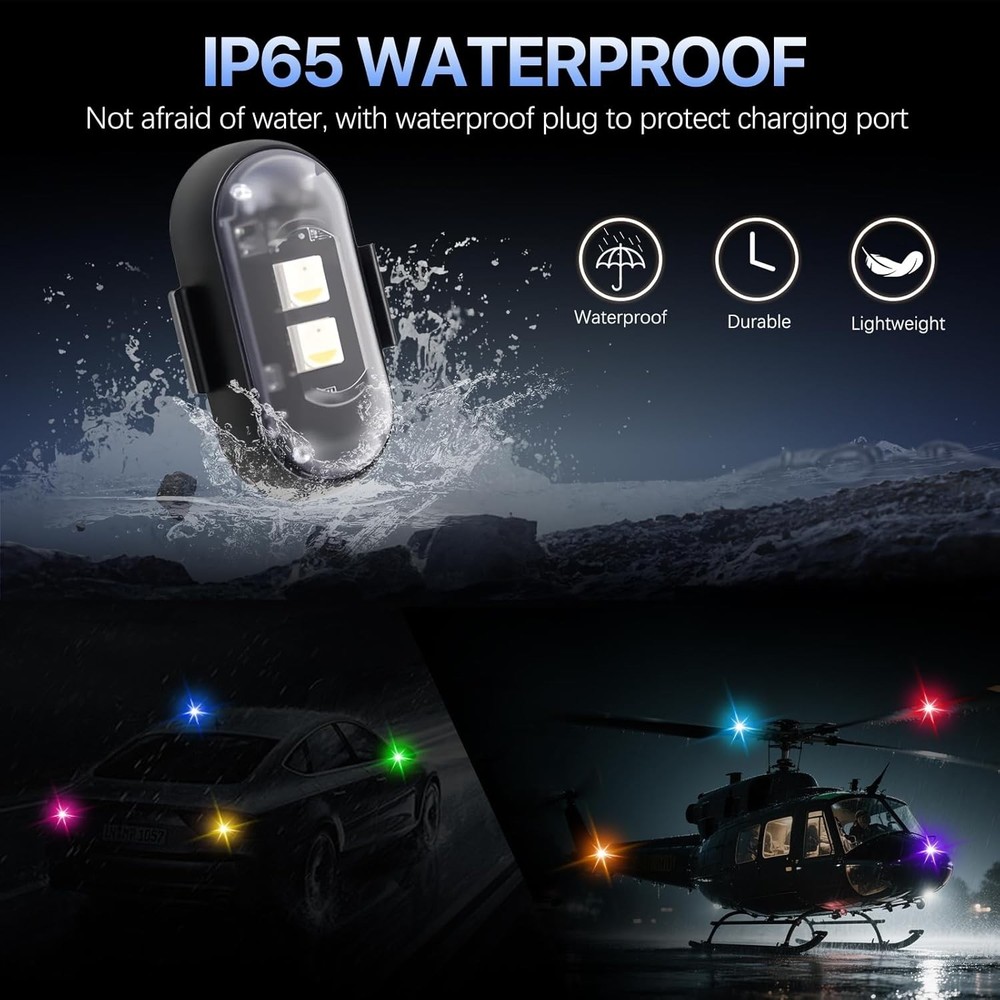 6 PCS Car Wireless LED Lights with Remote Control, High Brightness Strobe Lights