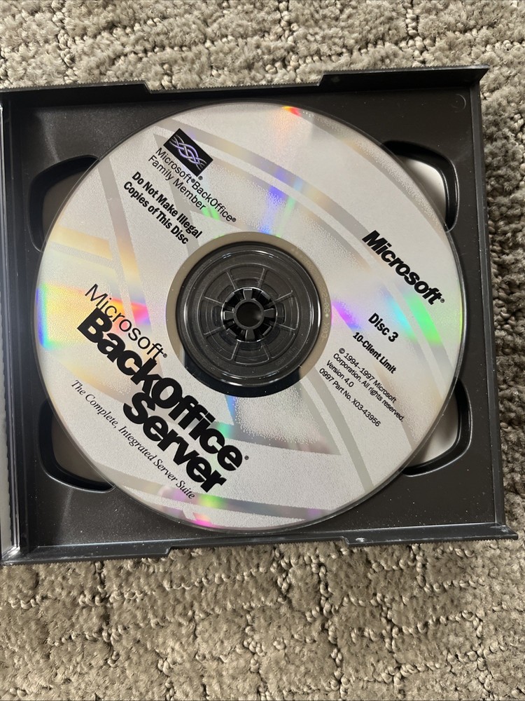 Microsoft BackOffice Server Complete 5 Disc 10 Client With Key