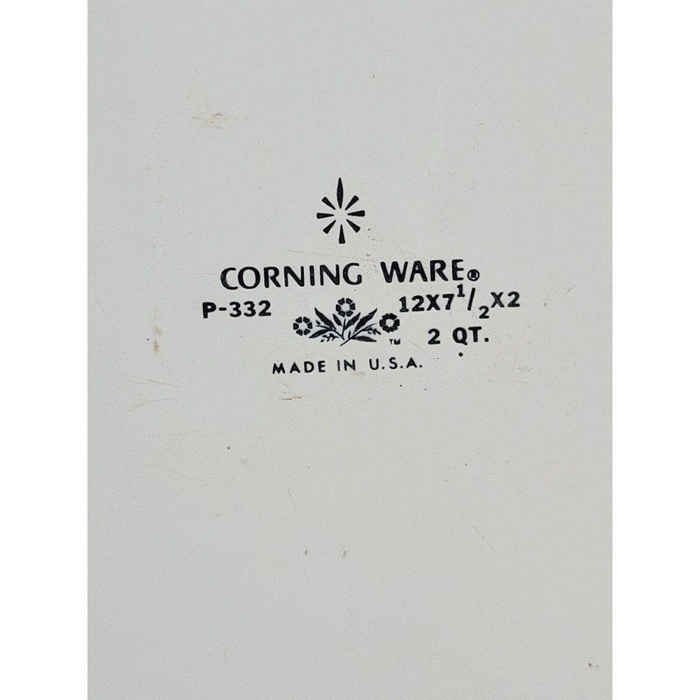 Corning Ware Cornflower Blue 2 Qt Rectangular Roasting Baking Pan P-332 USA