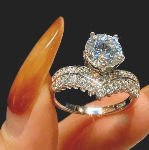 DIAMOND, rare lab-created 2CR engagement  ring
