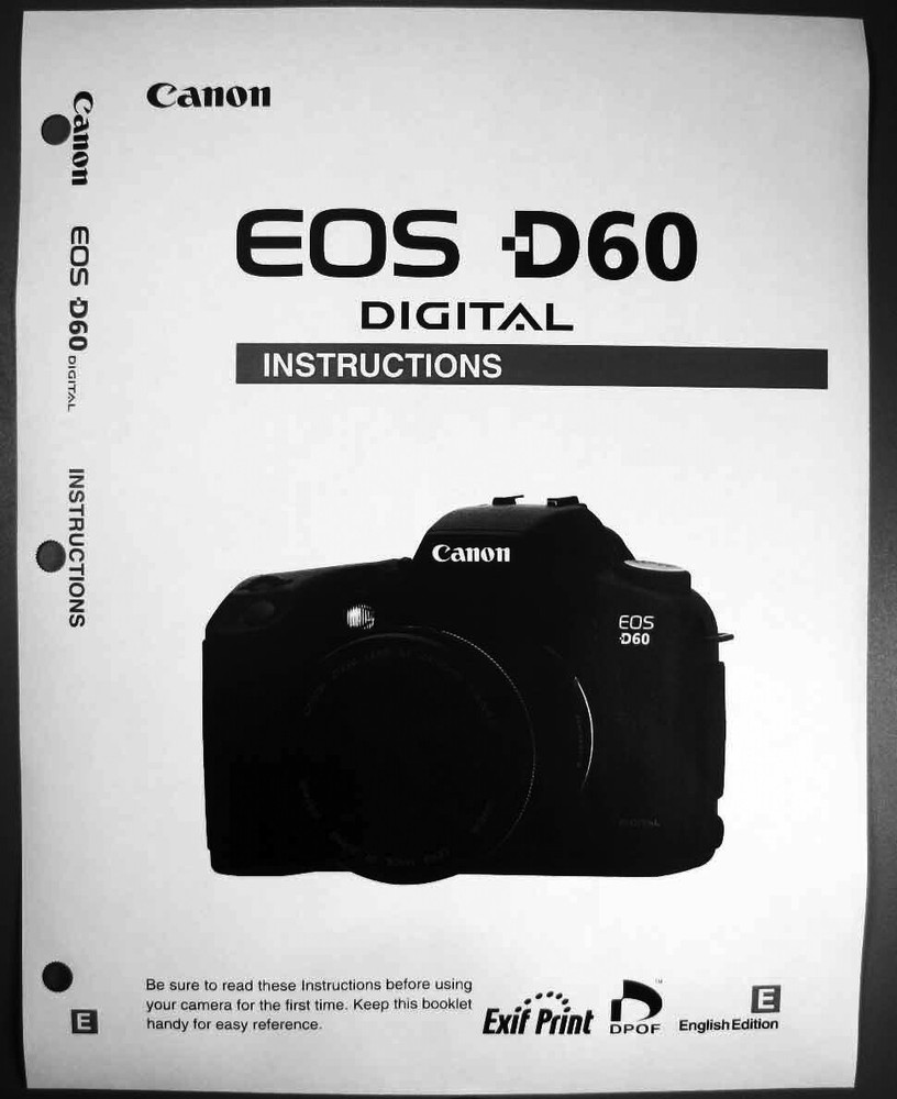 Canon EOS D60 Digital Camera User Instruction Guide  Manual