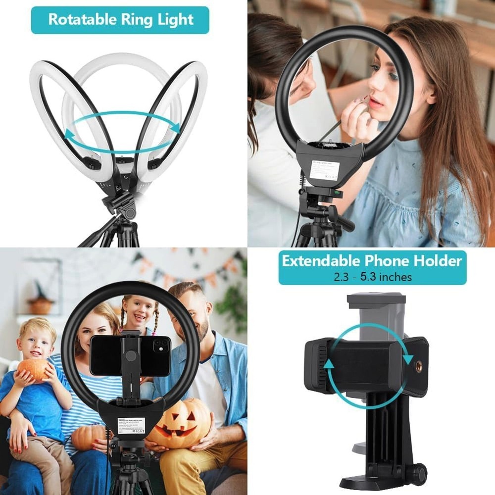 Sensyne 10'' Ring Light with 50'' Extendable Tripod Stand, LED Circle Light Plus