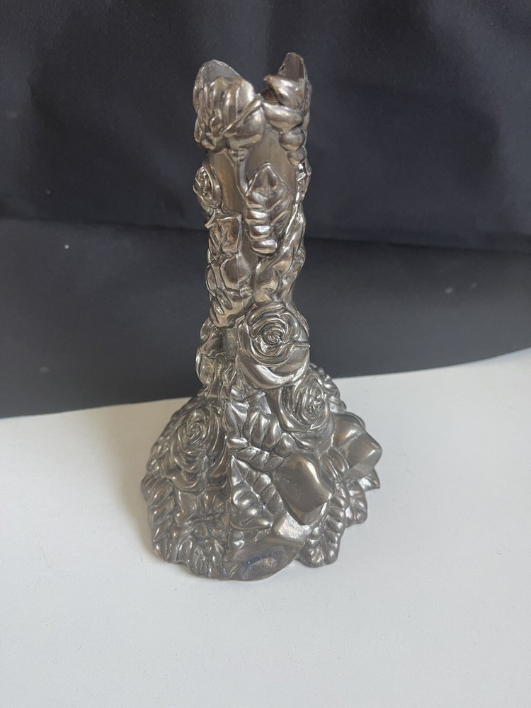 International Silver Co Silver Plated Candlestick Roses W Bow Candleholder