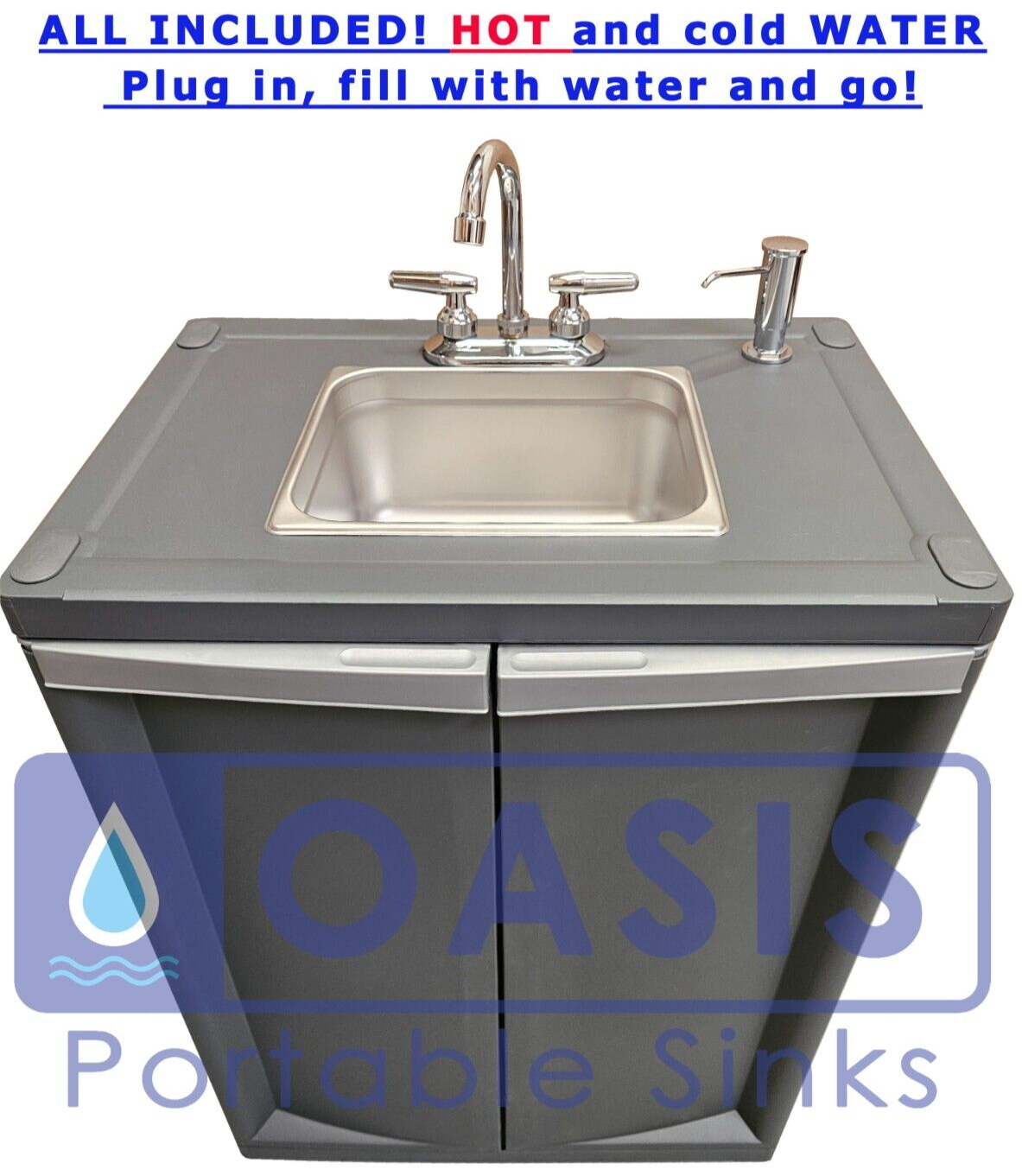 Portable Mobile Sink with Hot and Cold Water Self Contained with NSF parts
