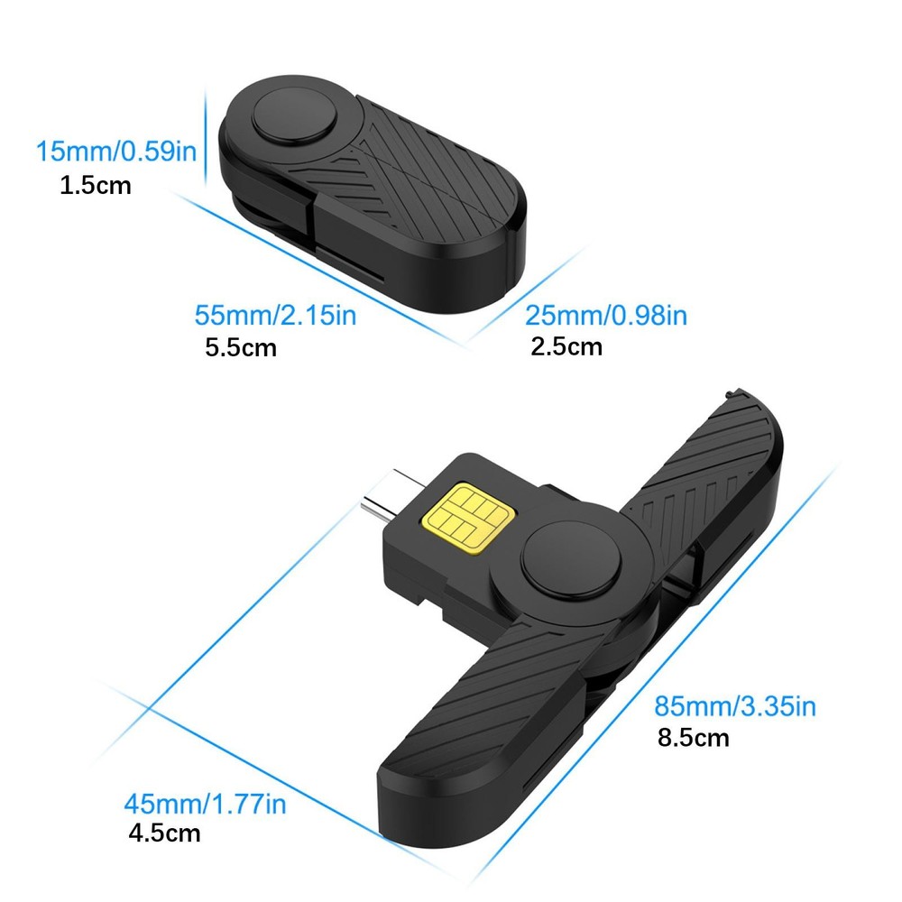 Foldable DOD Type C Common Access CAC Smart SIM Card/IC Bank Chip Card Reader i