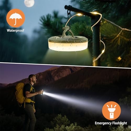 2-Pack Camping String Lights, 4 in 1 Portable Camping Light 2 Pack Green
