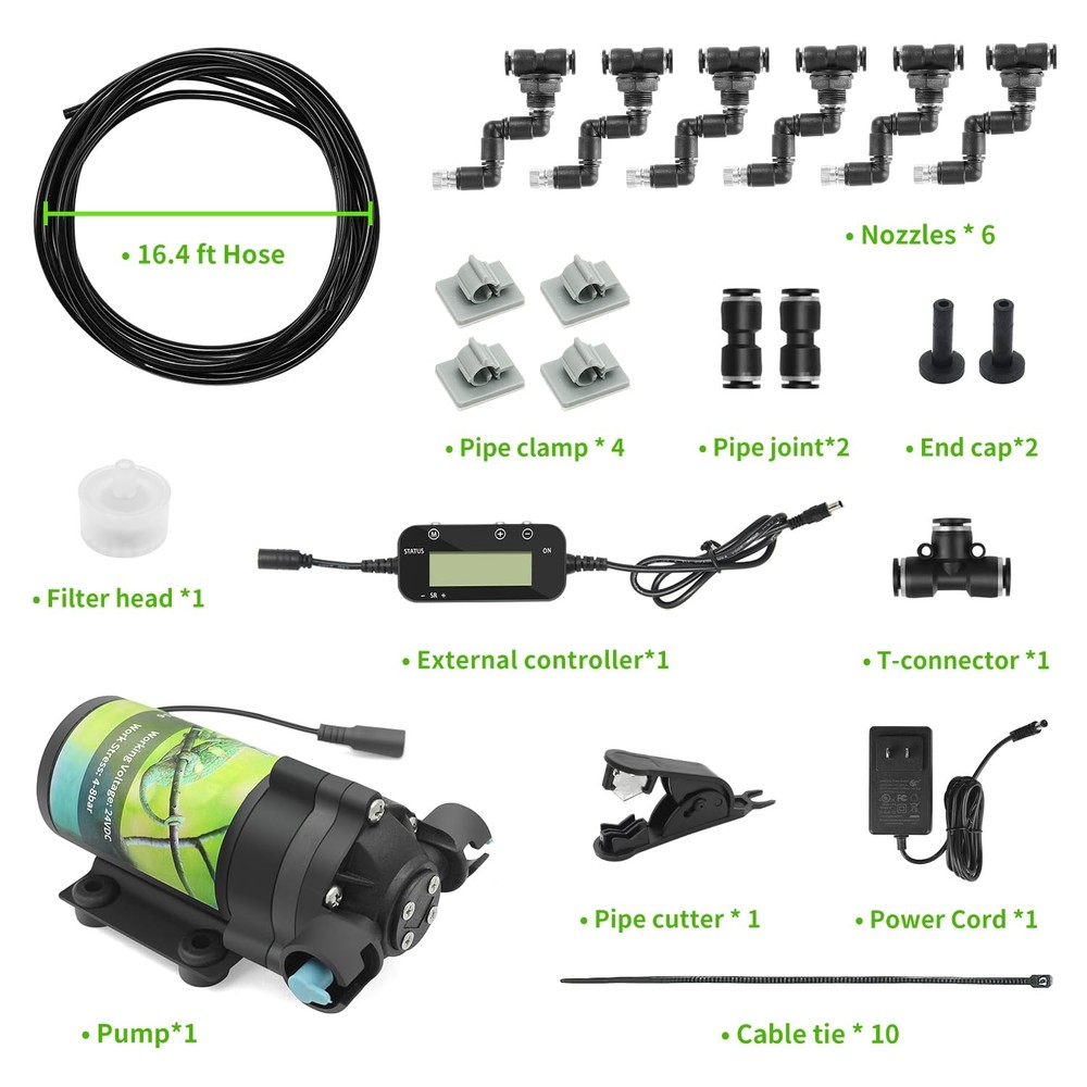 Reptile Misting System with Timer, 6 Adjustable-Joint Nozzles, -Priming Pump,...