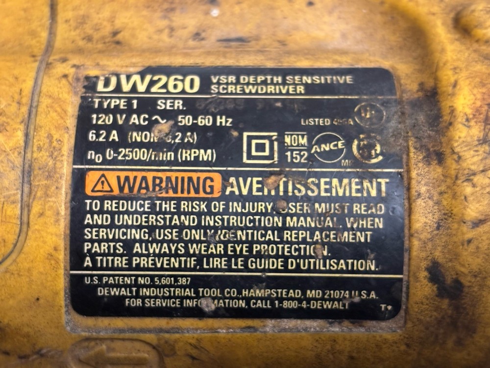 Dewalt DW260 VSR Depth Sensitive Screwdriver Corded *****Read Description *****