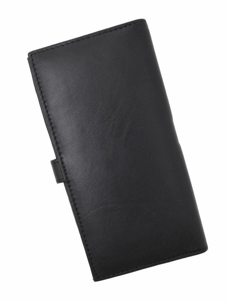 Genuine Leather PLAIN Checkbook Cover Black with Snap Closure NEW!!!