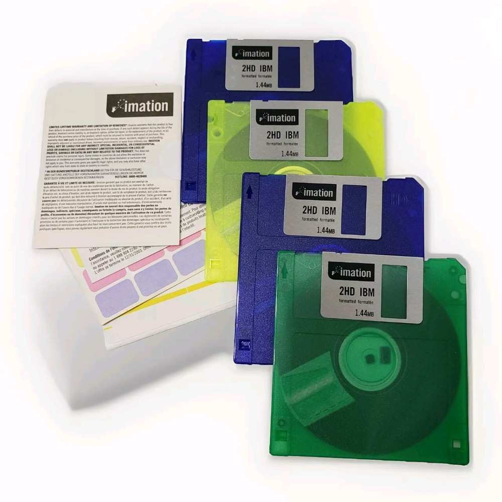 Imation 2HD 3.5" Diskettes 4 Blank IBM Formatted High Density Floppy Disks