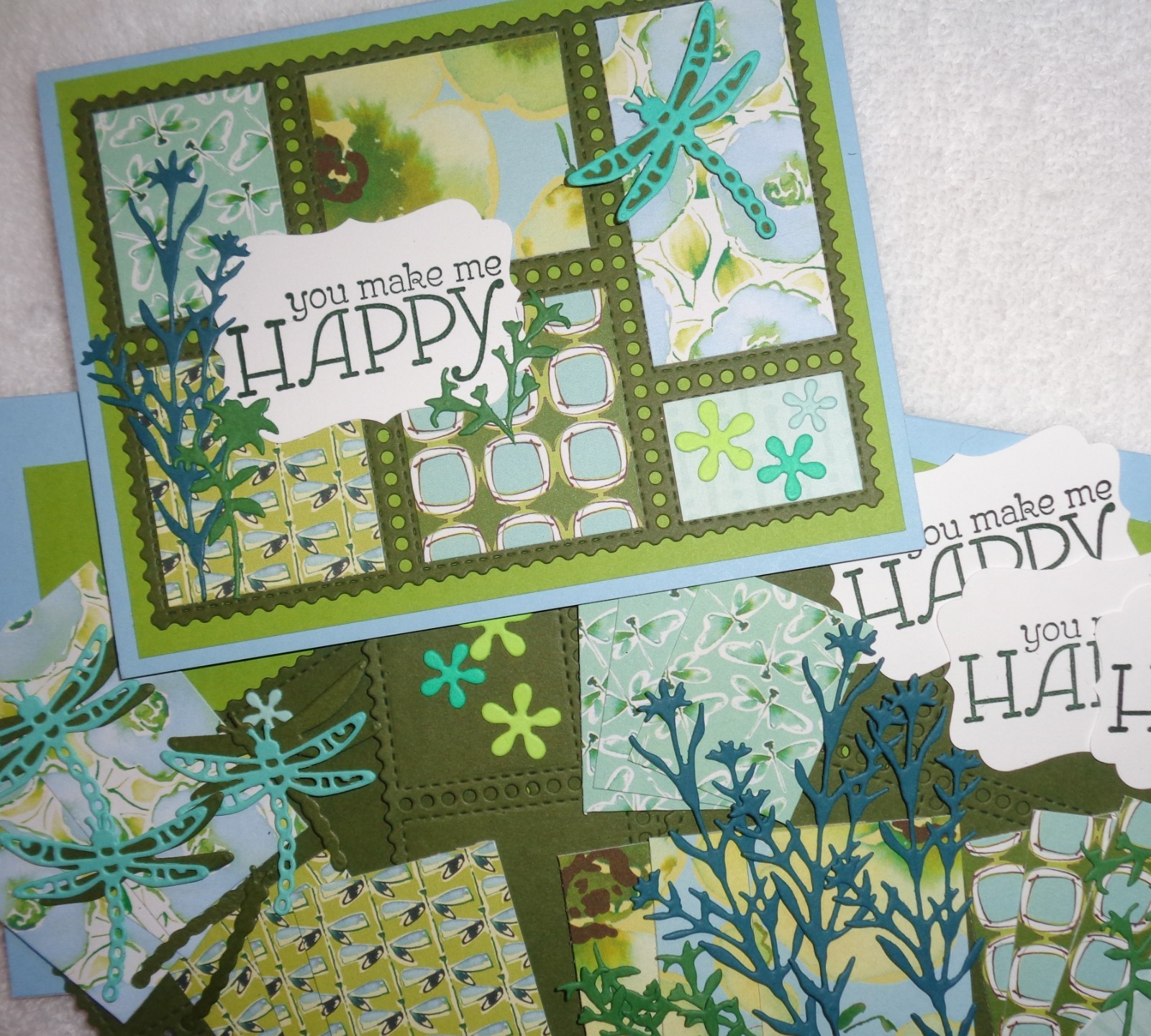 Stampin Up! Card Kit FRIENDSHIP Postage Collage YOU MAKE ME HAPPY  Dragonfly