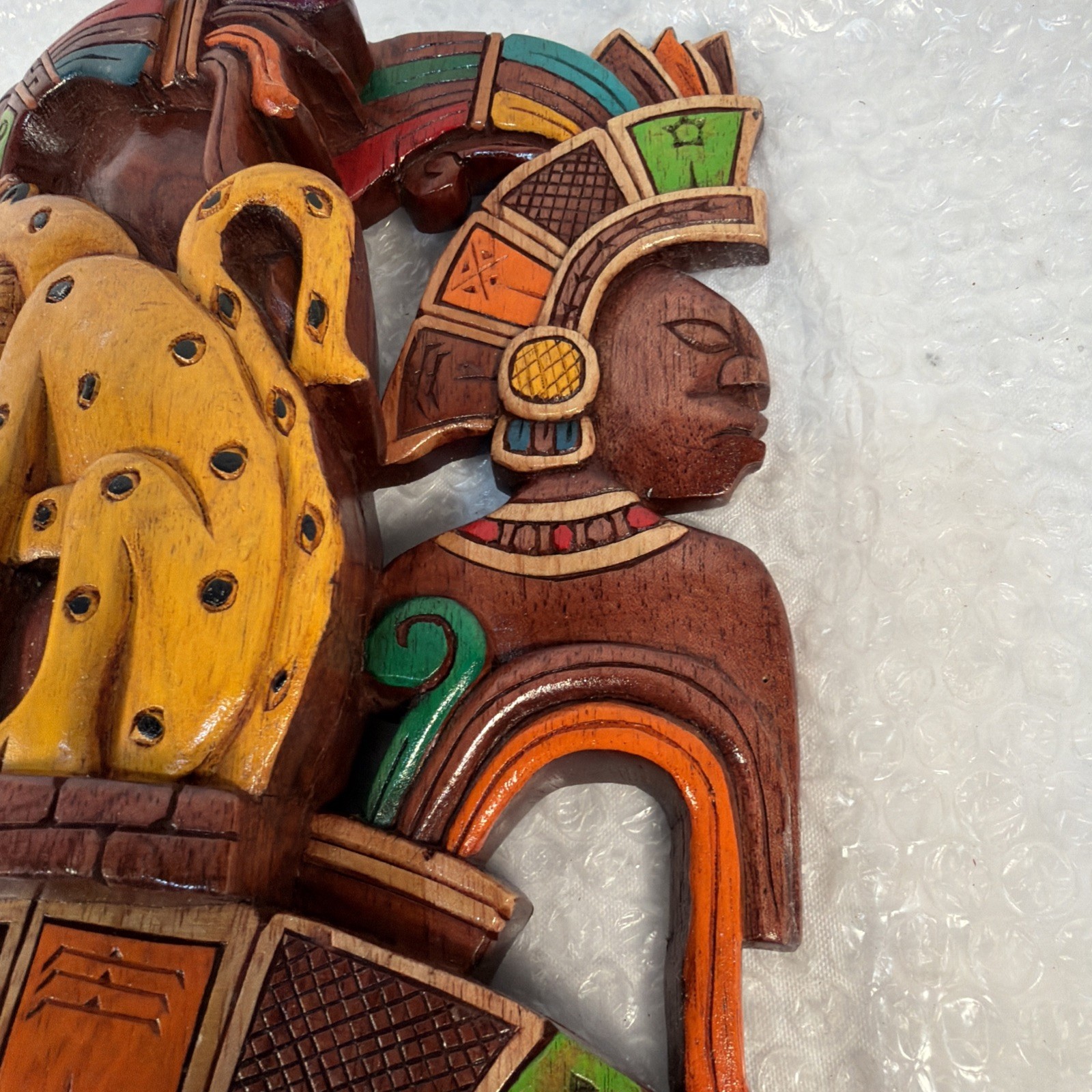Hand-Carved Wooden Mayan Mask From Mexico