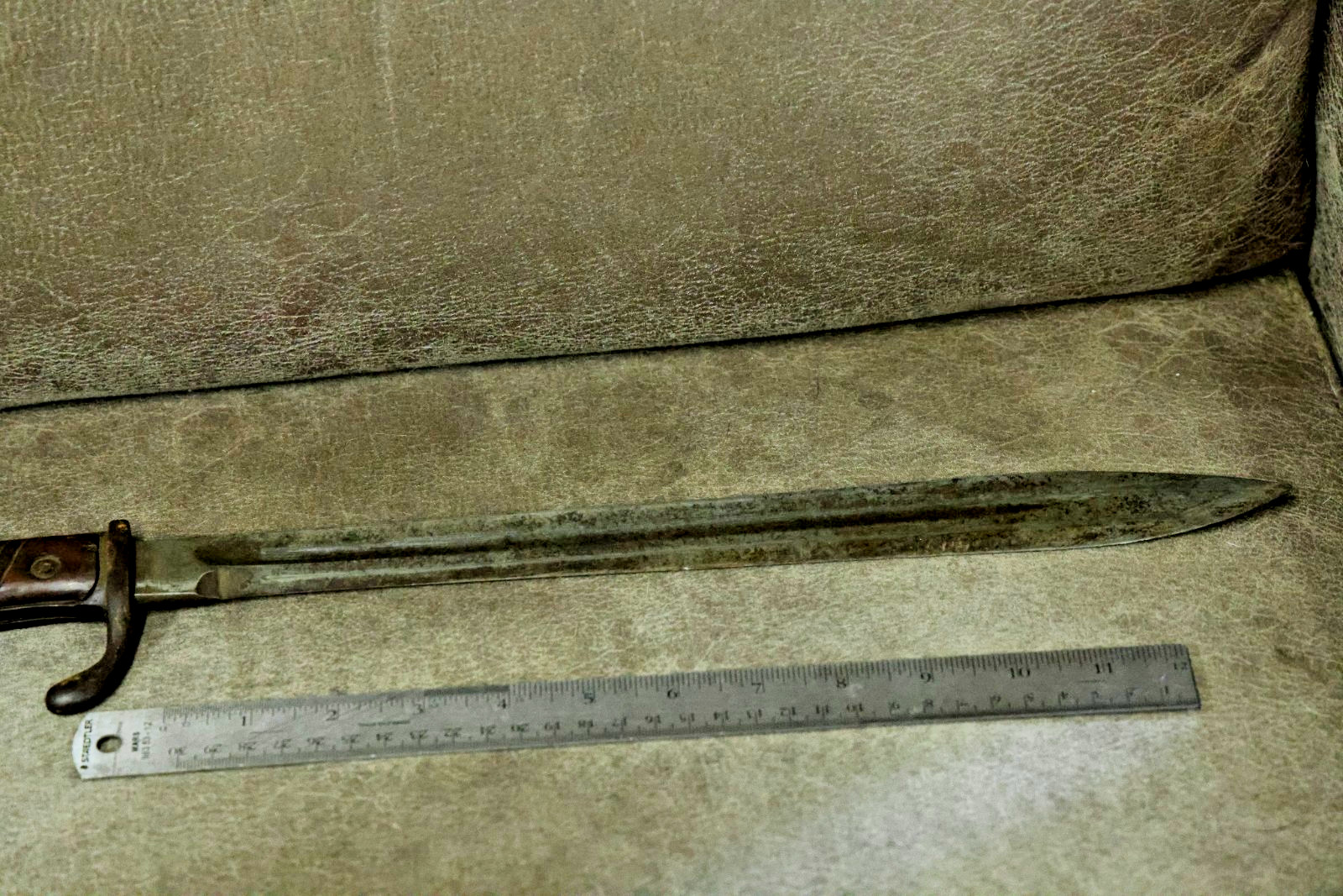 1916 WWI German Butcher Bayonet w/ Leather Scabbard