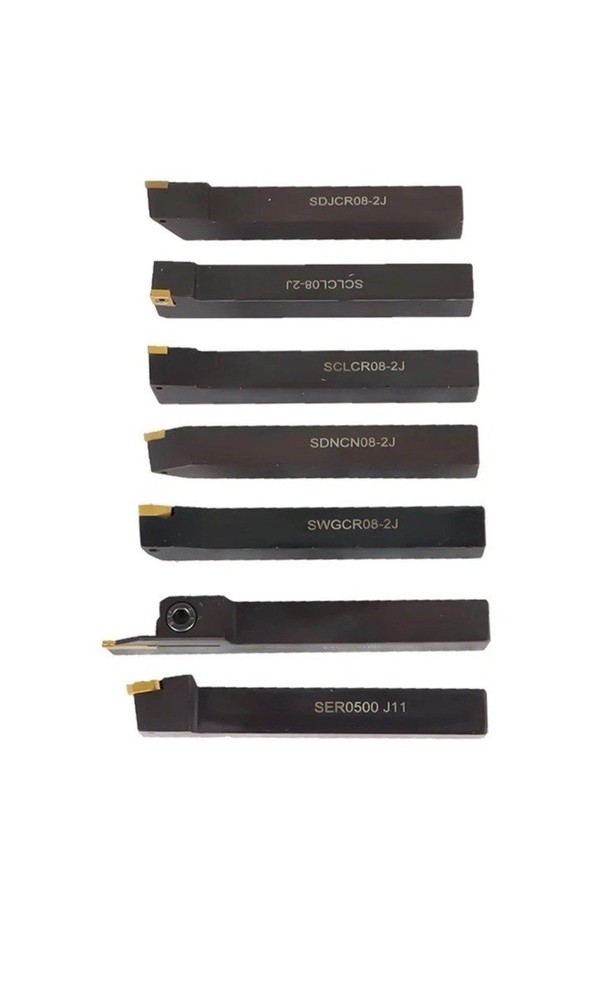 7PC Carbide Indexable Turning Tool 1/2" LatheTool Bit SetThread InsertHolder NEW