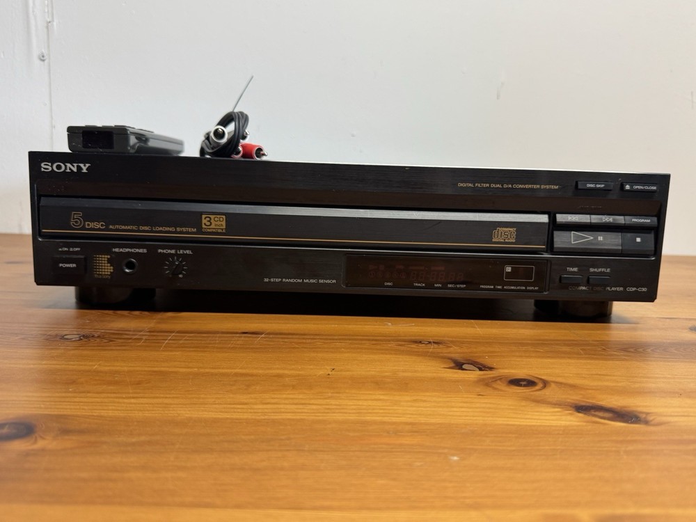 Sony CDP-C30 5 Disc CD Player Changer Tested Working Tray Opens Clean