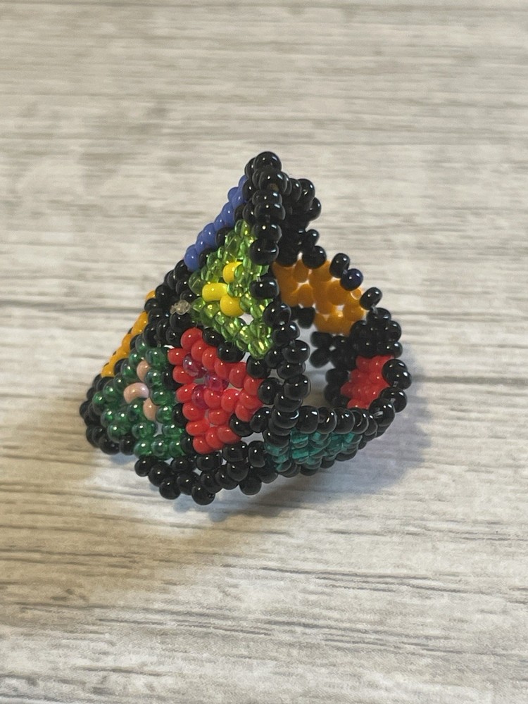 Handcrafted Wide Beaded Boho Ring
