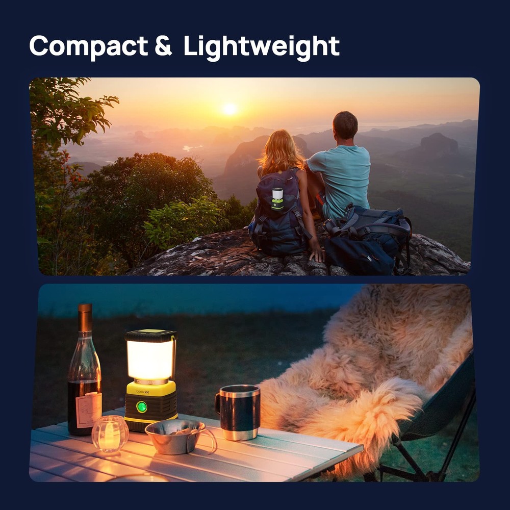 LED Camping Lantern, Consciot Battery Powered Lantern 1 Pack, Light Green