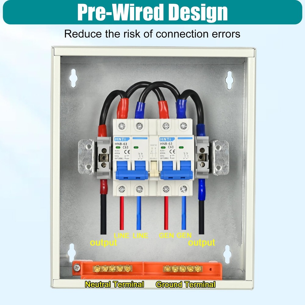 Transfer Switch for Home Generator, Upgraded 63 Amp Generator Transfer...