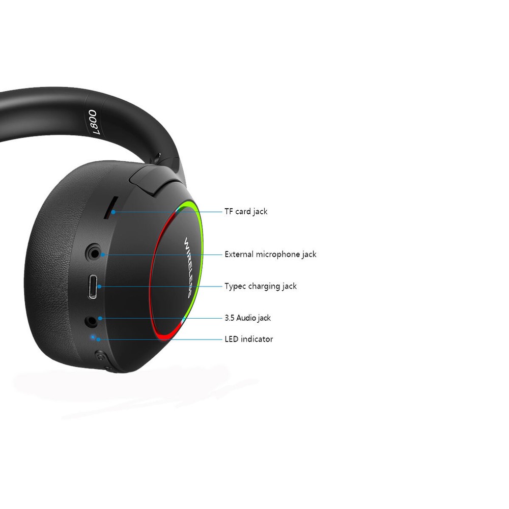 Wireless Bluetooth Headphones with Microphone Black For Galaxy S20 Plus Ultra FE