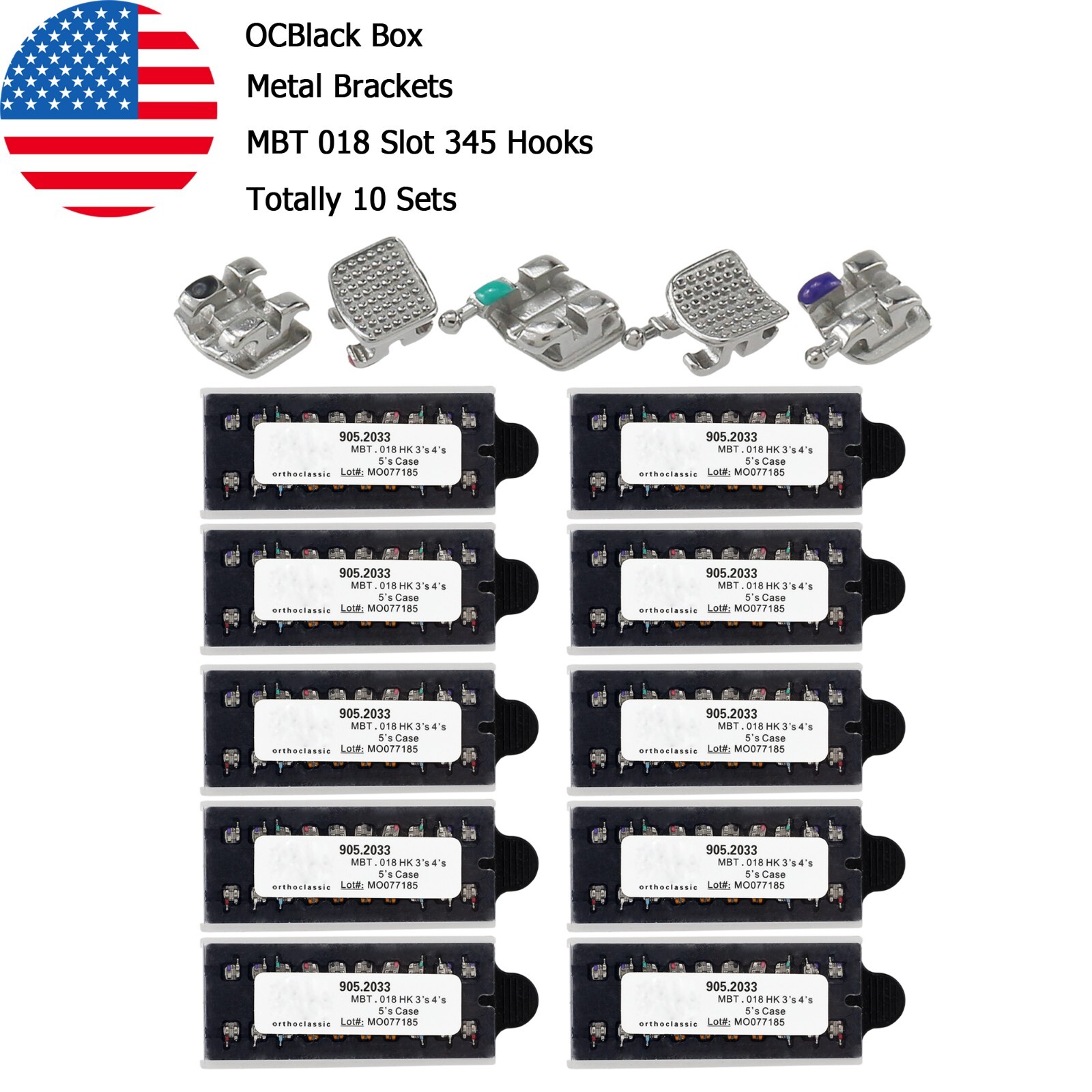 Dental Orthodontic Metal Brackets Braces Mini Roth MBT 018 022 345 Hooks MIM