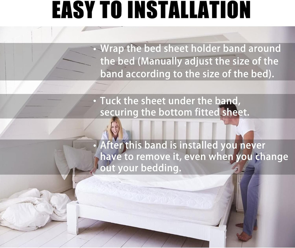 Upgrade Bed Sheet Holder Band, Adjustable Elastic Fitted Sheet Fasteners, Keep S