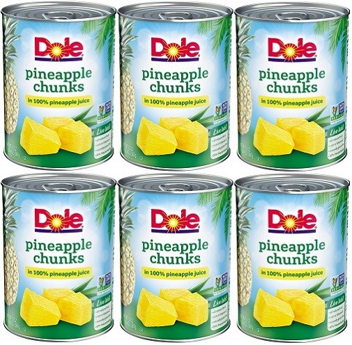 Dole Pineapple Chunks 6 Can Pack