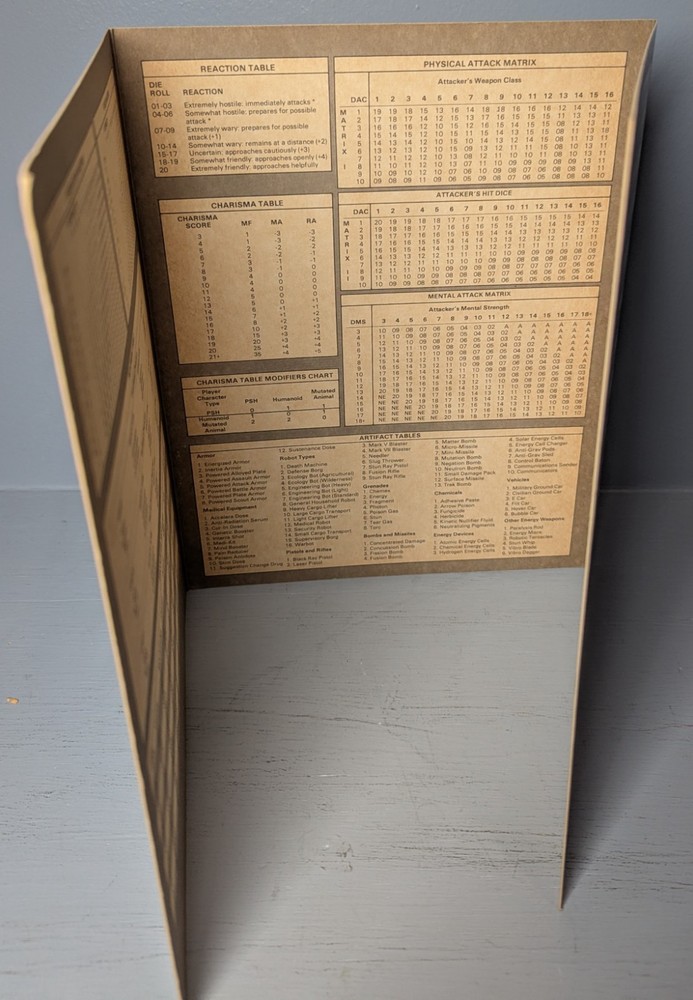 vintage Gamma World Referee's Screen 1983 TSR 6502 missing mini-module