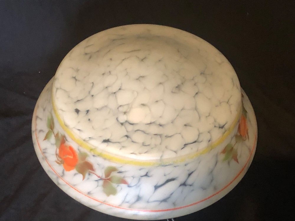 Art Deco Marbleized Foral /white Flycatcher light shade