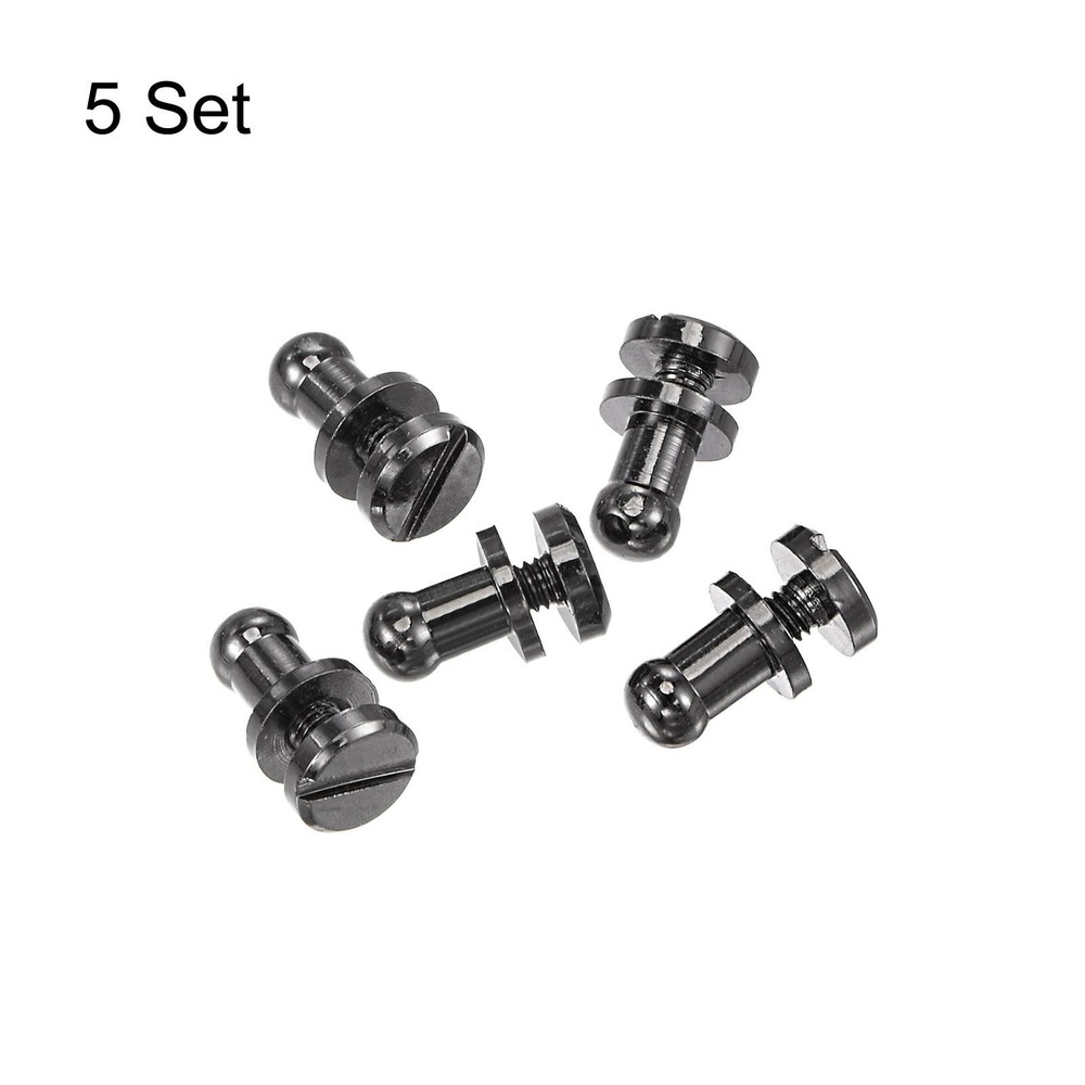 5 Set 4mm Solid Brass Round Head Lock Screw Rivets Pin Fixing, Black